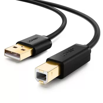 USB 2.0 laidas UGREEN 10350 — USB A į USB B, 1,5 m, auksuoti kontaktai, juodas