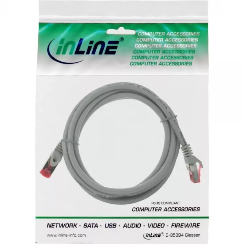 InLine Patch Laidas S/FTP PiMF Cat.6 250MHz varis halogenų neturintis pilkas 3m