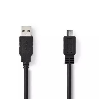 Nedis USB 2.0 kabelis USB A – Micro-USB B 3 m juodas