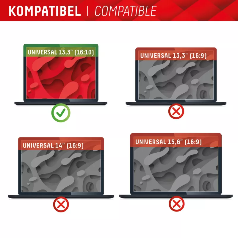 Displex PRIVACY SAFE magnetinis 2 krypčių privatumo filtras nešiojamam kompiuteriui 13.3 colio (16:10), berėmis, blizgus/matinis, 5H