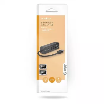 USB šakotuvas Nedis CCGB61250BK01 USB 3.2 Gen 1 Type-A 5000 Mbit/s juodas