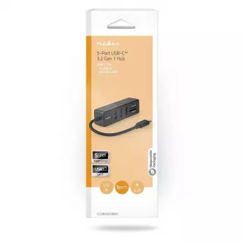 USB-C stotelė Nedis CCGB64250BK01, 3× USB-A 3.2 Gen 1, SD/MicroSD skaitytuvas, 5 Gbit/s