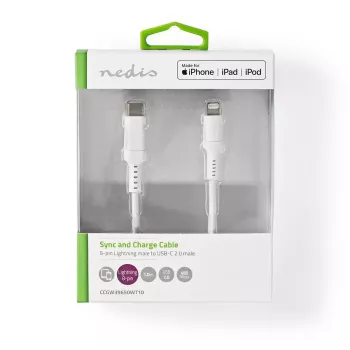 Nedis CCGW39650WT10 Lightning laidas 1 m baltas USB-C