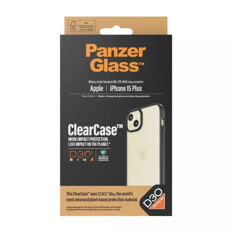 PanzerGlass ® ClearCase Skaidrus su D3O® iPhone 15 Plus