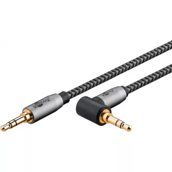 Garso kabelis Goobay (WENTRONIC) 3,5mm TRS–3,5mm TRS, 1 m, AWG28, auksuoti kontaktai, magnetinis ekranavimas, juodas/sidabrinis
