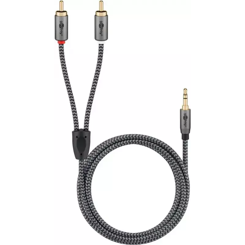 Garso laidas WENTRONIC Goobay 65289 — 3 m, 3,5 mm lizdas į 2×RCA kištuką, variniai laidininkai, paauksuoti kontaktai