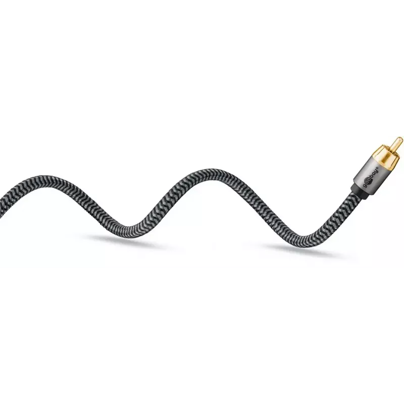 Garso kabelis WENTRONIC Goobay 65300 — 2 m, 2×RCA (male) – RCA (male), variniai laidai, auksuoti kontaktai, magnetinis ekranavimas