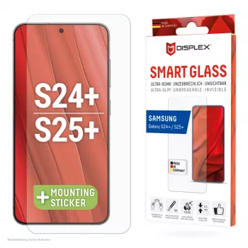 Displex Smart Glass (9H) apsauginis stiklas, skirtas Samsung Galaxy S24+/S25+, su montavimo lipdukais, nedūžtantis
