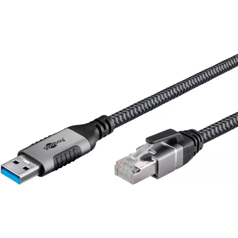 Goobay USB A – RJ-45 kabelis 15 m juodas sidabrinis