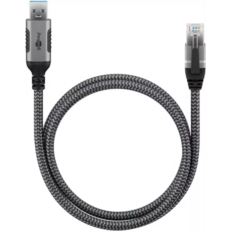 Goobay USB A – RJ-45 kabelis 15 m juodas sidabrinis