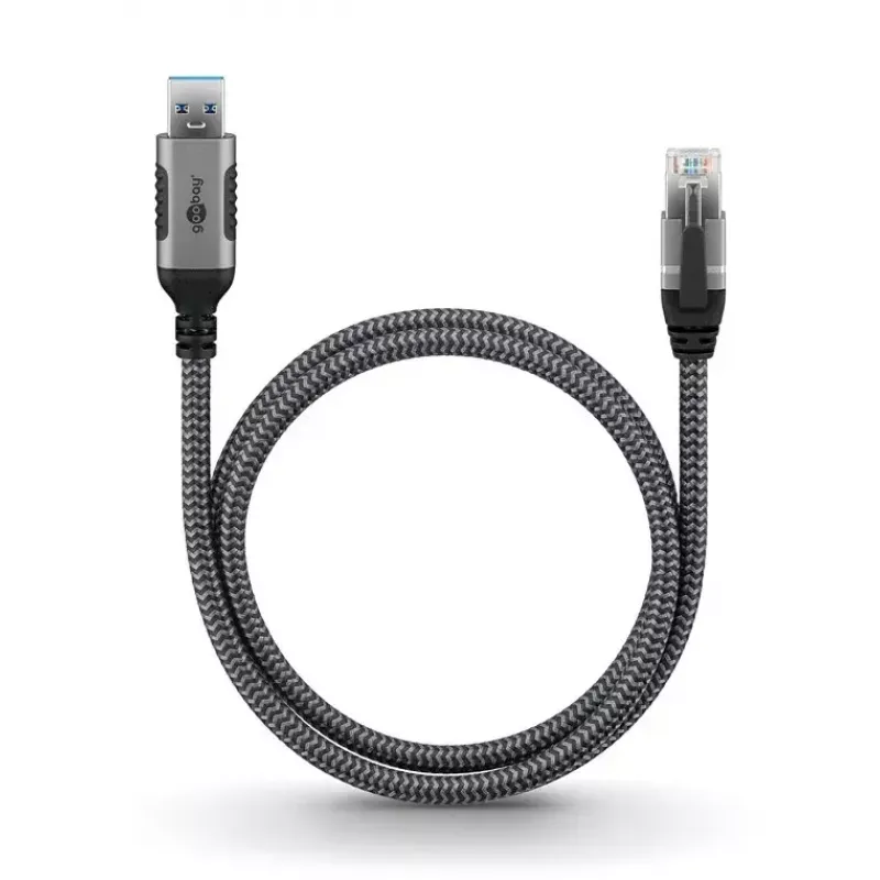 Goobay USB A – RJ-45 kabelis 15 m juodas sidabrinis