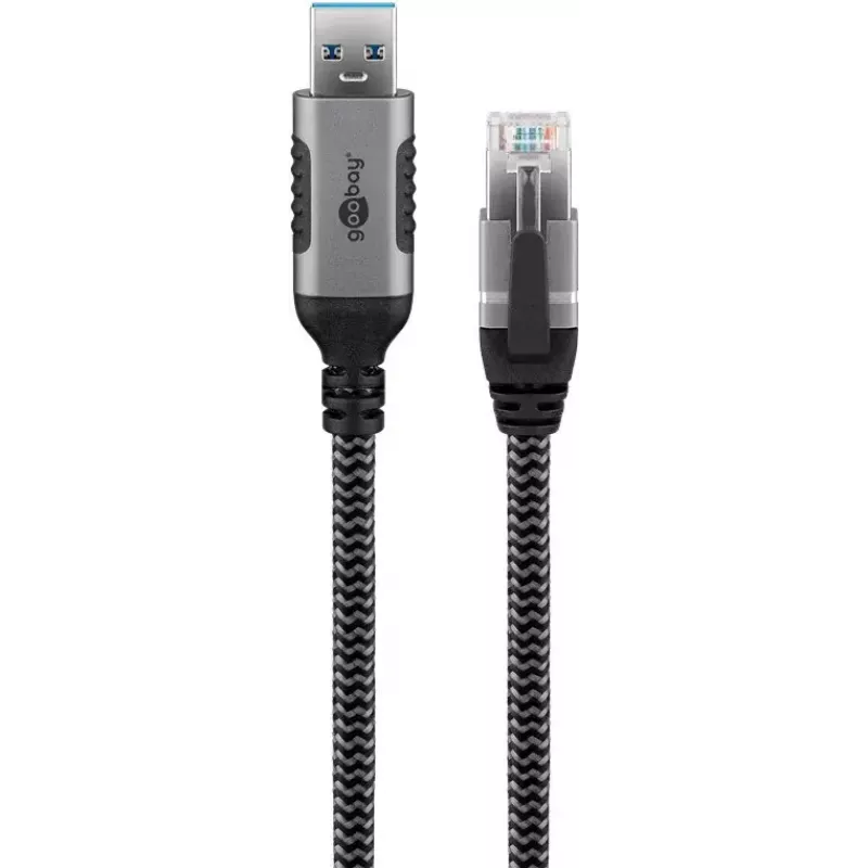 Goobay USB A – RJ-45 kabelis 15 m juodas sidabrinis