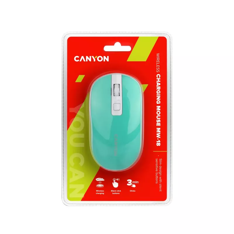 Canyon CNS-CMSW18A belaidė RF optinė pelė, ambidekstrinė, 1600 DPI, žalia/balta