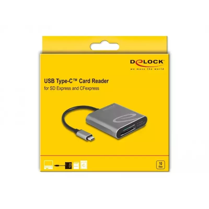 Kortelių skaitytuvas DeLOCK 91000 USB 3.2 Gen 2 Type-C pilka CFexpress SD