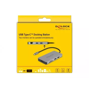 DeLOCK USB Type-C dokavimo stotelė 4K Dual HDMI MST USB 3.2 SD LAN PD 3.0