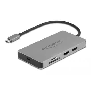 DeLOCK USB Type-C dokavimo stotelė 4K Dual HDMI MST USB 3.2 SD LAN PD 3.0