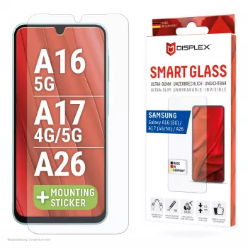Displex Smart Glass (9H), Samsung Galaxy A26/A16 (5G)/A17 (4G/5G), su montavimo lipduku, nedūžtantis