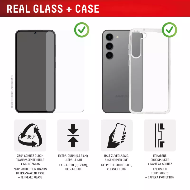 Displex apsauginis stiklas Samsung Galaxy S25 Ultra su dėklu ir EASY-ON® Eco montavimo rėmeliu, atsparus įbrėžimams