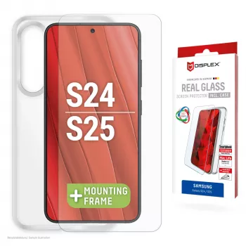 Displex Screen Protector + Dėklas Samsung Galaxy S24/S25, Eco montavimo rėmelis, atsparus įbrėžimams