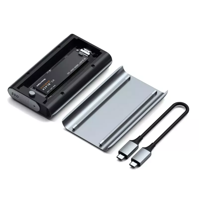 Satechi USB4 NVMe SSD Pro dėžutė, pilkos/skaidrios spalvos