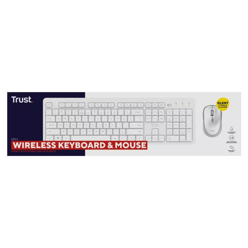 Trust Ody II belaidis klaviatūros ir pelės rinkinys, RF, vokiškas išdėstymas, balta
