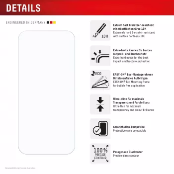 Displex Screen Protector (10H), apsauginis stiklas Google Pixel 9, Pixel 9 Pro, Pixel 10, Pixel 10 Pro, su Eco montavimo rėmeliu, atsparus įbrėžimams