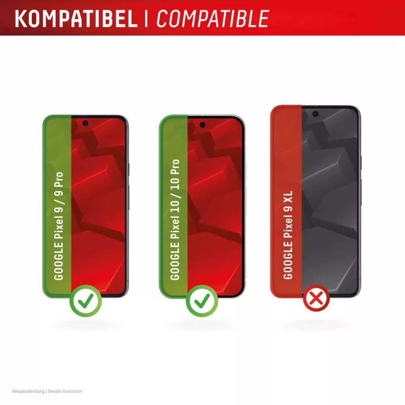 Displex Screen Protector (10H), apsauginis stiklas Google Pixel 9, Pixel 9 Pro, Pixel 10, Pixel 10 Pro, su Eco montavimo rėmeliu, atsparus įbrėžimams