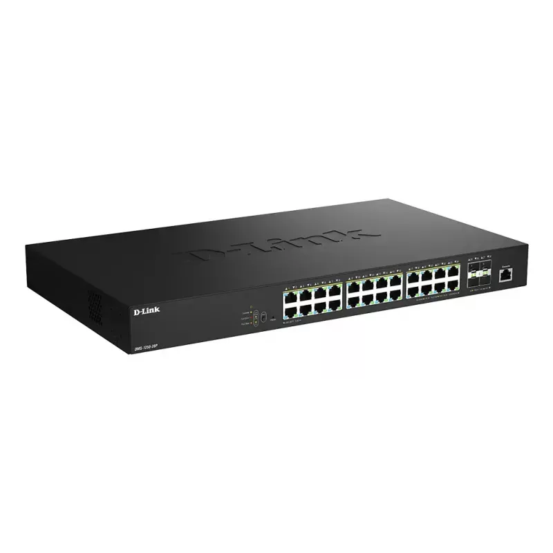 D-Link DMS-1250-28P/E 28 prievadų 2.5G kelių gigabitų PoE++ išmanusis valdomas jungiklis su 4 x 10G SFP+ prievadais