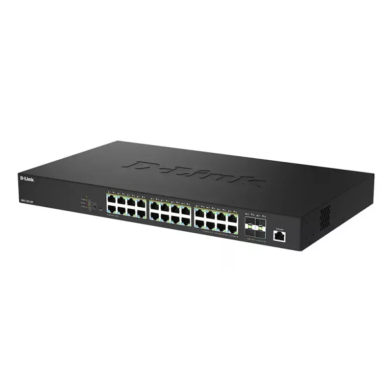 D-Link DMS-1250-28P/E 28 prievadų 2.5G kelių gigabitų PoE++ išmanusis valdomas jungiklis su 4 x 10G SFP+ prievadais
