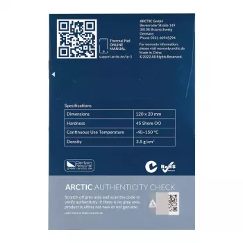 ARCTIC TP-3 Premium Performance terminė pagalvėlė 120 x 20 mm, 0,5 mm