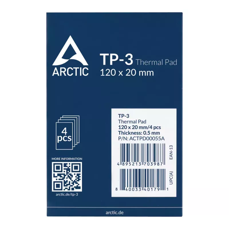 ARCTIC TP-3 Premium Performance terminė pagalvėlė 120 x 20 mm, 0,5 mm