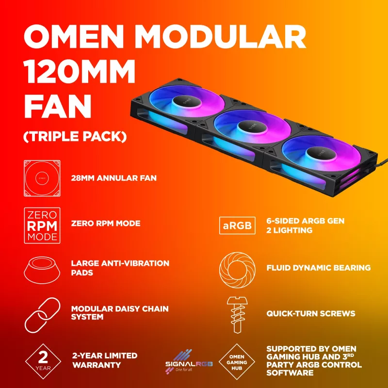 HP OMEN Modular 120 mm ventiliatorius - trijų rinkinys, juodas
