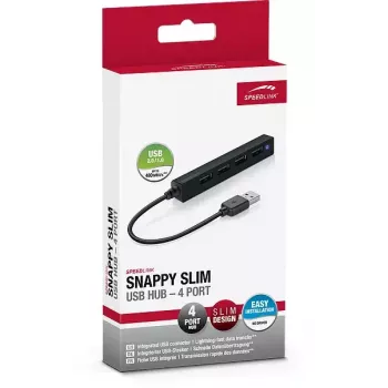 USB centras SPEEDLINK SNAPPY SLIM 4 prievadai USB 2.0 480 Mbit/s Juoda