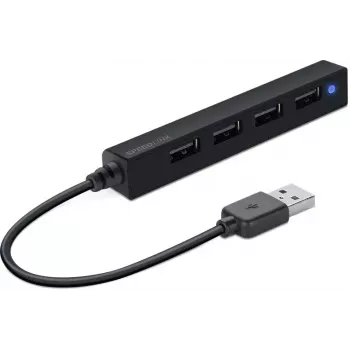 USB centras SPEEDLINK SNAPPY SLIM 4 prievadai USB 2.0 480 Mbit/s Juoda