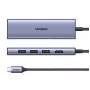 UGREEN 20956A Revodok CM511 USB-C šakotuvas 6 viename, HDMI, 3x USB-A 3.0, SD/TF, 5 Gbps, sidabrinės spalvos