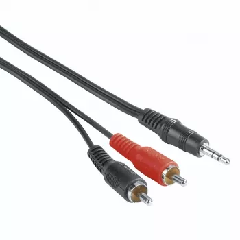 Audio kabelis Hama 00205107 5m 3,5mm 2xRCA vyriškas juodas raudonas