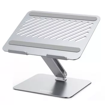 Nešiojamojo kompiuterio stovas UGREEN 40291 sidabrinis aliuminis, maks. aukštis 20,1 cm, pasvirimas 0–180°, plokštė 280×223 mm, iki 17,3 colių