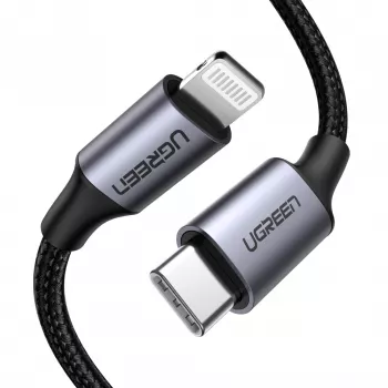 Ugreen 60759 mobiliojo telefono laidas juodas, sidabrinis 1 m USB C Lightning