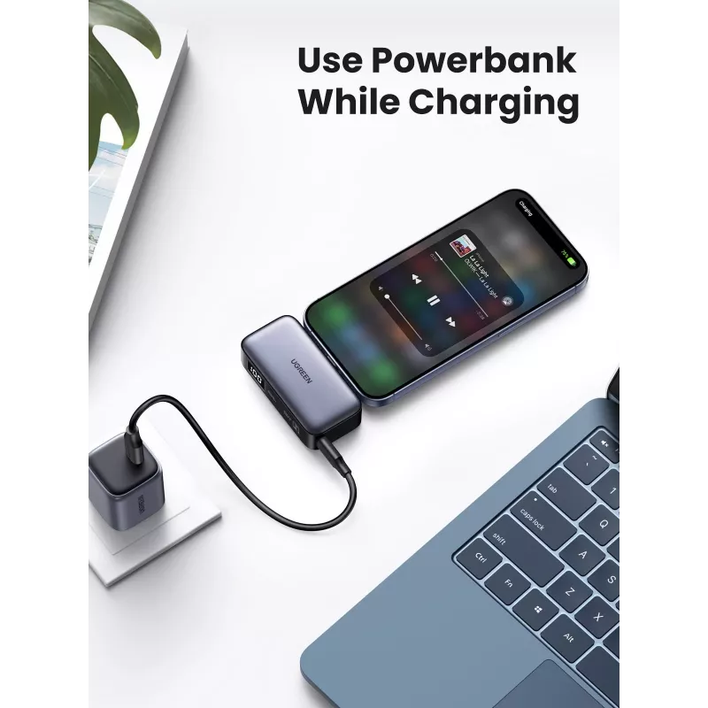 Nešiojama baterija (power bank) UGREEN 35338, 5000 mAh, pilka, vieno įrenginio išvestis