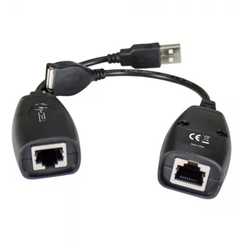 Techly IUSB-EXTENDTY5 USB ilgintuvas per Cat.5e/6 kabelį iki 50 m, USB Type-A – RJ-45, USB 1.1, nereikia maitinimo šaltinio, juodas