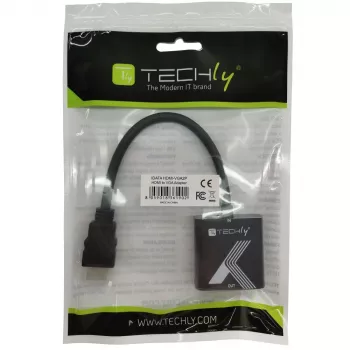 Techly HDMI į VGA adapteris, juodas, 0,1 m, 1920x1200, 60 Hz