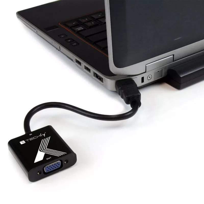 Techly HDMI į VGA adapteris, juodas, 0,1 m, 1920x1200, 60 Hz