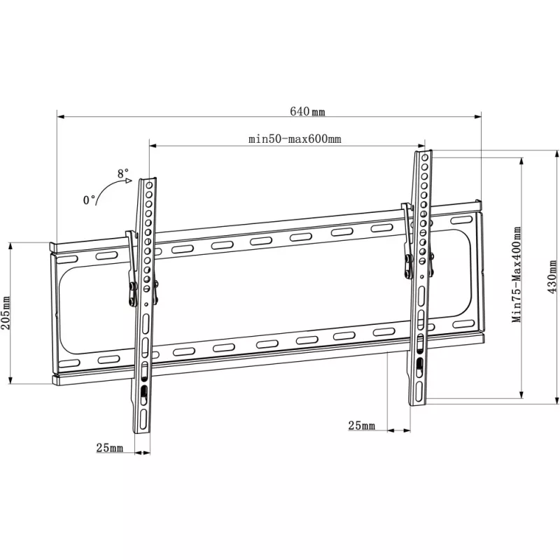 Techly ICA-PLB 261L TV laikiklis sieninis 177.8 cm (70 col.) juodas