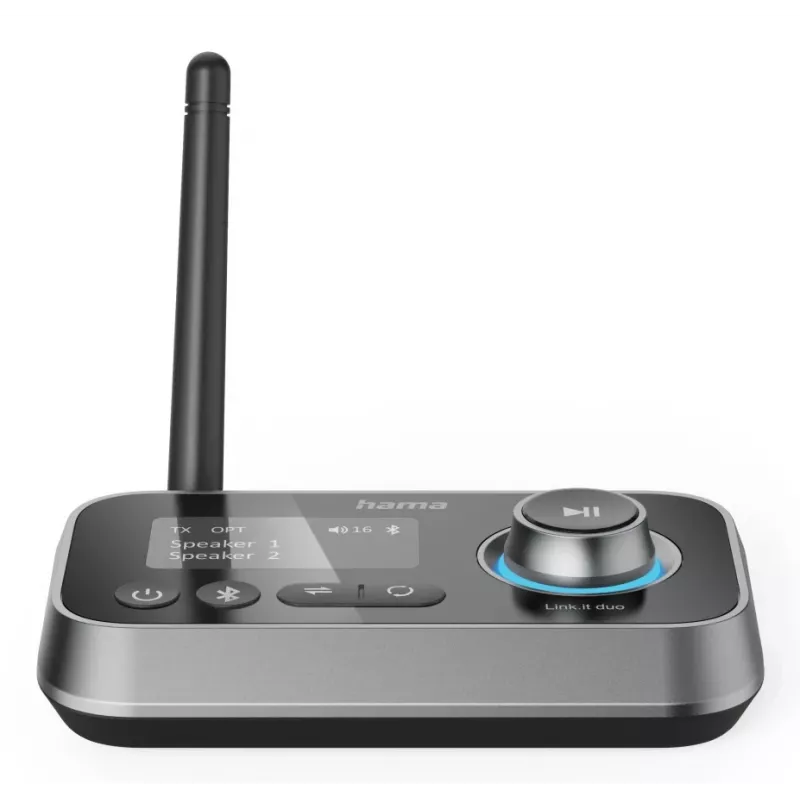 Belaidis garso siųstuvas/imtuvas HAMA Link.it duo 3,5 mm, Bluetooth, 10 m atstumas, USB maitinimas, juodas