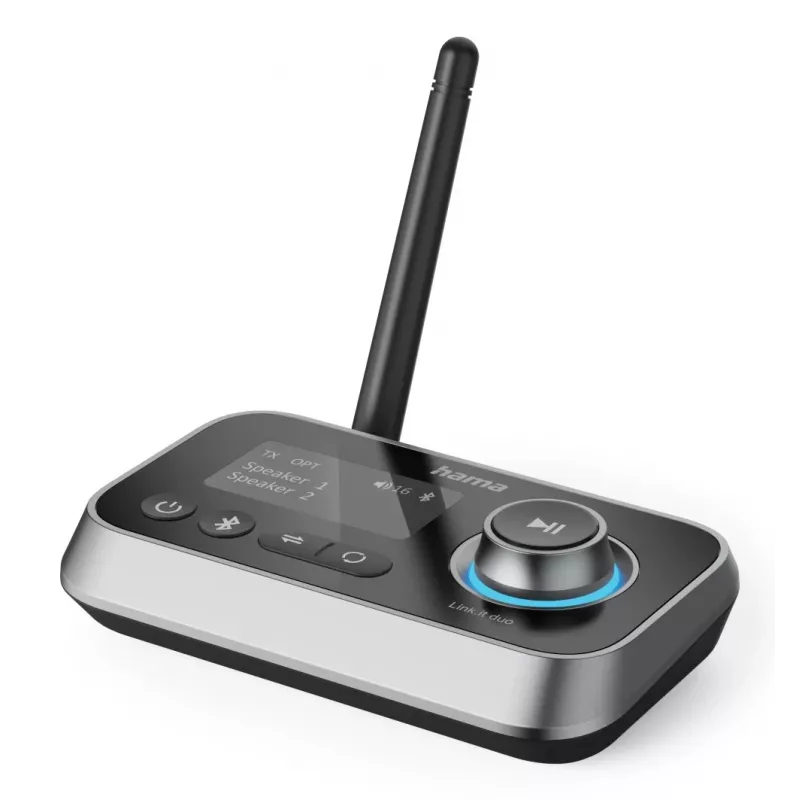 Belaidis garso siųstuvas/imtuvas HAMA Link.it duo 3,5 mm, Bluetooth, 10 m atstumas, USB maitinimas, juodas