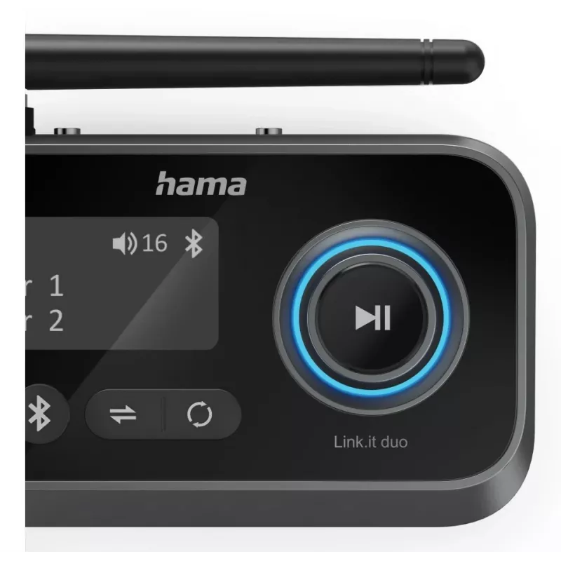 Belaidis garso siųstuvas/imtuvas HAMA Link.it duo 3,5 mm, Bluetooth, 10 m atstumas, USB maitinimas, juodas