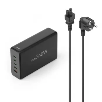 Įkrovimo stotelė HAMA 201977, 240W, 4× USB-C, 1× USB-A, juoda