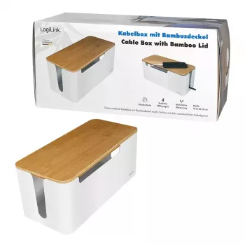 Laidų ir rozetų dėžė LogiLink KAB0075 su bambuko dangteliu balta
