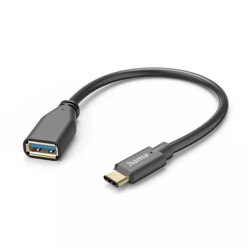 Hama 00201605 OTG USB adapterio kabelis, USB-C kištukas į USB-A lizdą, USB 3.2, 5 Gbit/s, 0,15 m, juodas