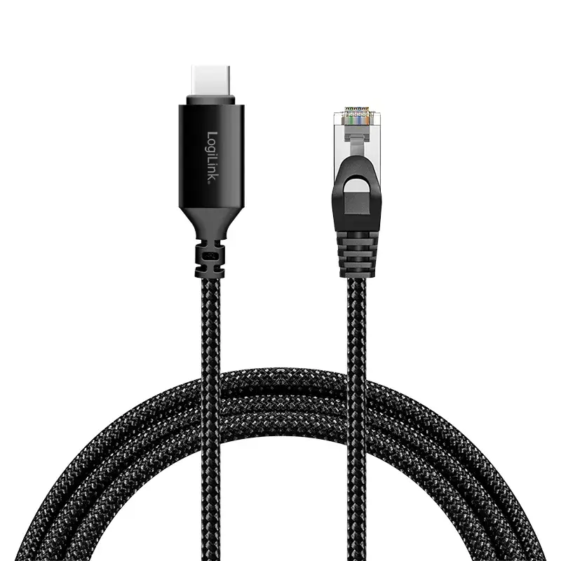 Tinklo kabelis LogiLink CU0411 Cat6 S/FTP 1,5 m USB-C (C/M) – RJ45 (M)